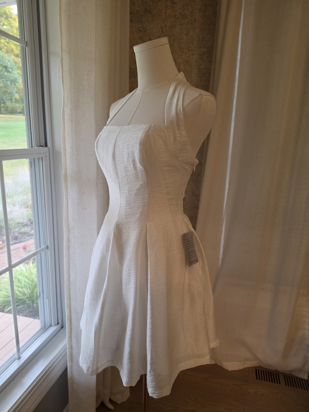 Socialite Ivory Halter Fit & Flare Linen Blend Mini Dress NWT L